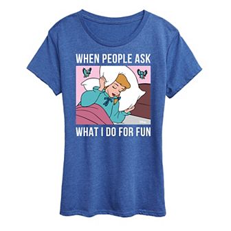 Disney Princess Cinderella Women's What I Do For Fun Is Sleeping Graphic Tee