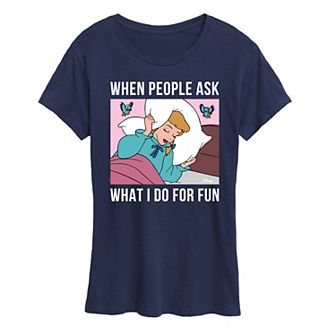 Disney Princess Cinderella Women's What I Do For Fun Is Sleeping Graphic Tee
