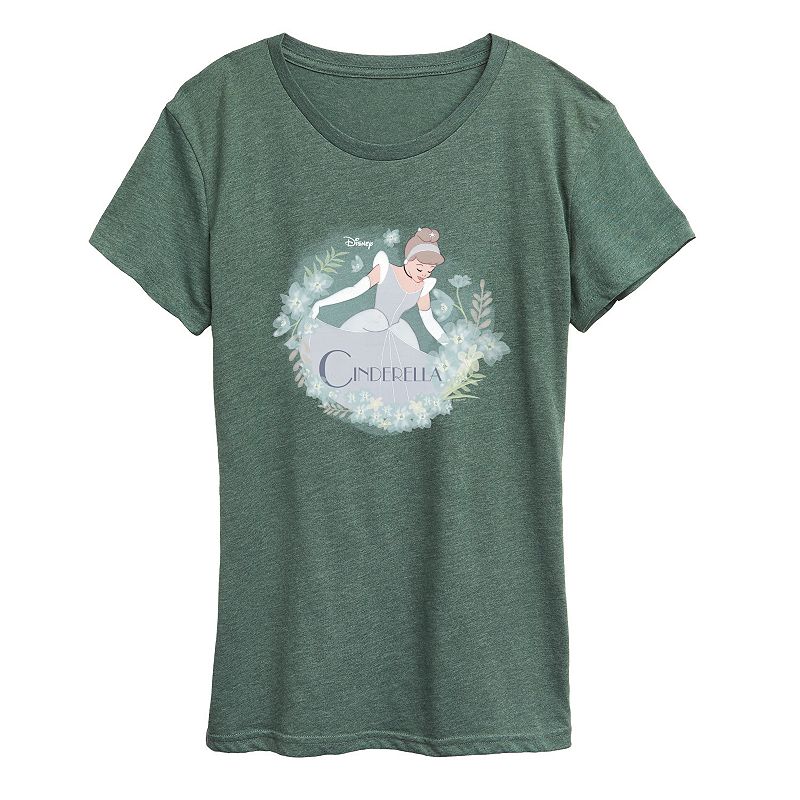 Disney Princess Cinderella Women's Graphic Tee, Girl's, Size: XXL, Grey Green