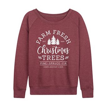 Women's Farm Fresh Christmas Trees French Terry Long Sleeve Tee