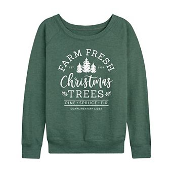 Women's Farm Fresh Christmas Trees French Terry Long Sleeve Tee