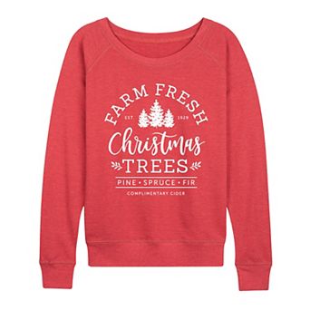 Women's Farm Fresh Christmas Trees French Terry Long Sleeve Tee
