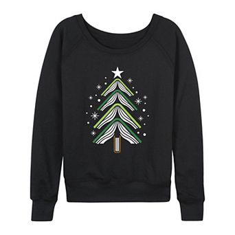 Women's Book Christmas Tree French Terry Long Sleeve Tee
