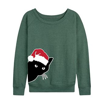 Women's Peeking Cat French Terry Long Sleeve Tee