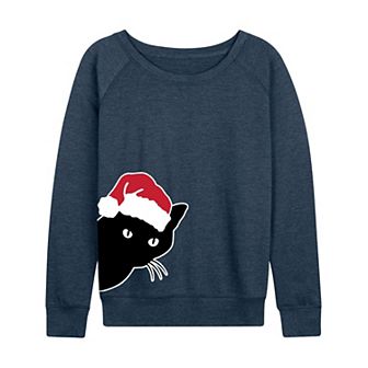 Women's Peeking Cat French Terry Long Sleeve Tee