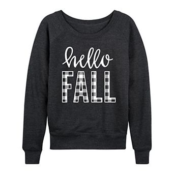 Women's Hello Fall Plaid French Terry Long Sleeve Tee