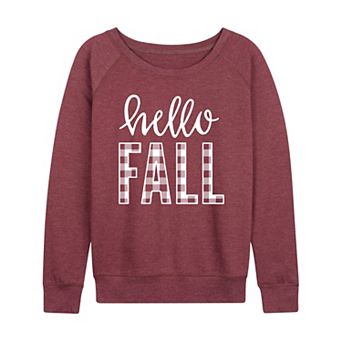 Women's Hello Fall Plaid French Terry Long Sleeve Tee