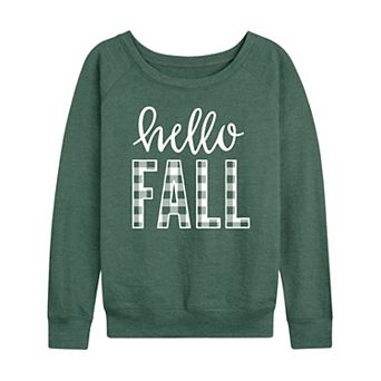 Women's Hello Fall Plaid French Terry Long Sleeve Tee