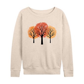 Women's Watercolor Fall Trees French Terry Long Sleeve Tee