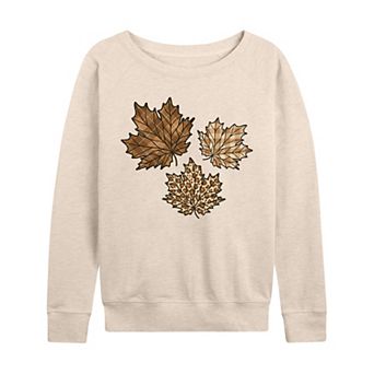 Women's Patterned Leaves French Terry Long Sleeve Tee