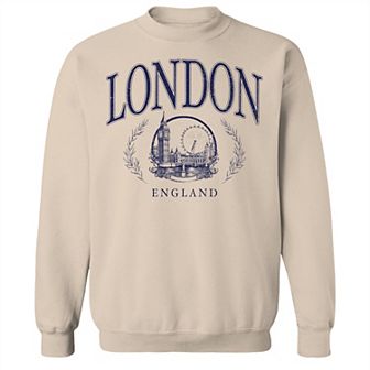 Men's London Blue Text Fleece Sweatshirt