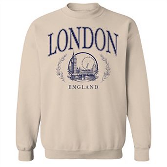 Men's London Blue Text Fleece Sweatshirt