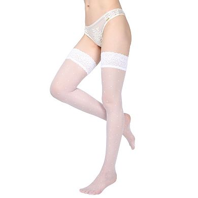 Women's Seduction Sheer Allover Dot Thigh High Stockings