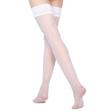 Women's Seduction Sheer Allover Dot Thigh High Stockings