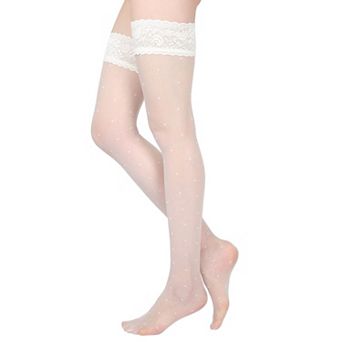 Women's Seduction Sheer Allover Dot Thigh High Stockings