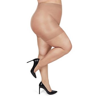 Plus Size Curvy Silky Sheer Control Top Pantyhose