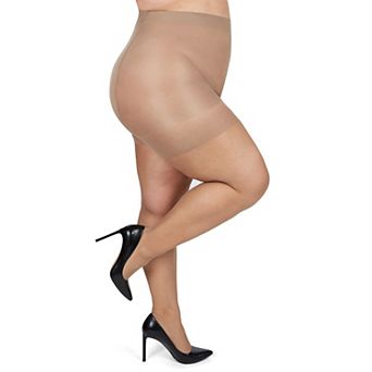 Plus Size Curvy Silky Sheer Control Top Pantyhose
