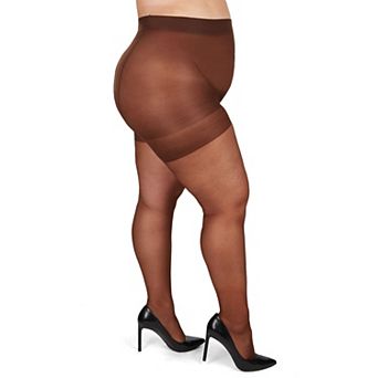 Plus Size Curvy Silky Sheer Control Top Pantyhose