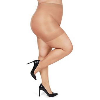 Plus Size Curvy Silky Sheer Control Top Pantyhose
