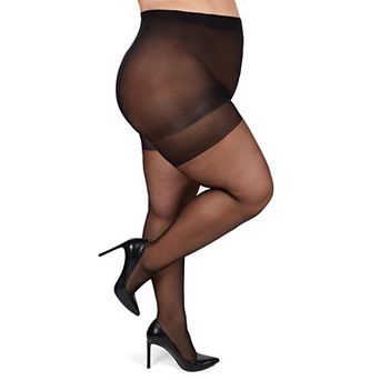 Plus Size Curvy Silky Sheer Control Top Pantyhose