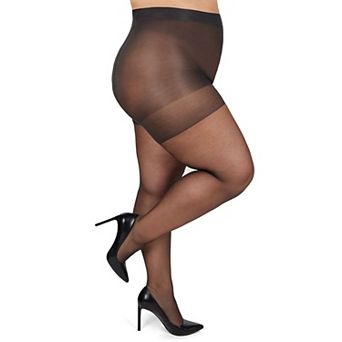 Plus Size Curvy Silky Sheer Control Top Pantyhose