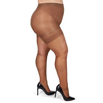 Plus Size Curvy Silky Sheer Control Top Pantyhose