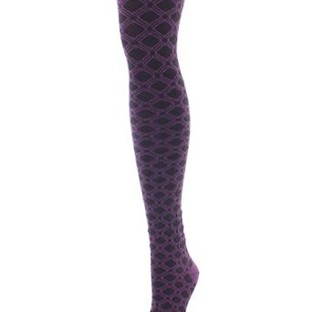 Diamond Patterned Cotton Blend Sweater Tights