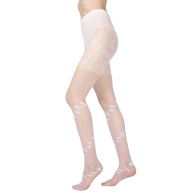 Women's Passion Sheer Control Top Flower Pantyhose
