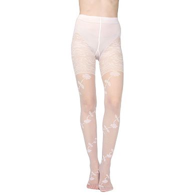 Women's Passion Sheer Control Top Flower Pantyhose