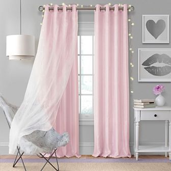 Elrene Home Fashions Aurora Kids Room Darkening Layered Sheer Curtain