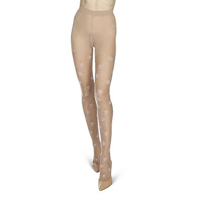 Women's Posy Patch Floral Knit Sheer Tights