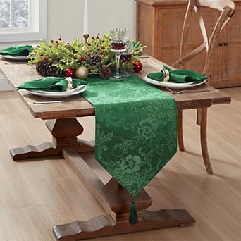 Elrene Home Fashions Poinsettia Elegance Jacquard Holiday Table Runner, 13"X70"