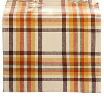 Elrene Home Fashions Russet Harvest Woven Plaid Table Runner, 13"X70"