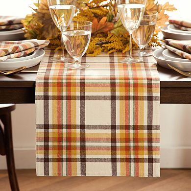 Elrene Home Fashions Russet Harvest Woven Plaid Table Runner, 13"X70"