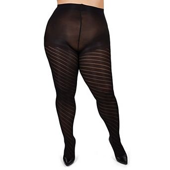 Spiral Opaque Plus Size Curvy Control Top Tights