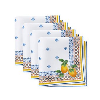 Elrene Home Fashions Capri Lemon Double Border Napkin Set of 4