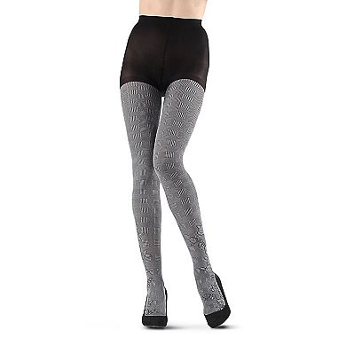 Houndstooth Rose Opaque Tights