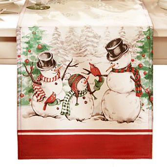 Elrene Home Fashions Snowman Winterland Holiday Snowflake Table Runner, 13"X70"