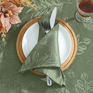 Elrene Home Fashions Elegant Woven Leaves Jacquard Damask Napkin, Set of 8, 17"x17"