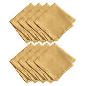 Elrene Home Fashions Elegant Woven Leaves Jacquard Damask Napkin, Set of 8, 17"x17"