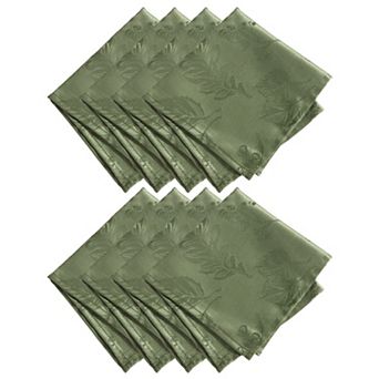 Threadmade Elegant Woven Leaves Jacquard Damask Napkin, Set of 8, 17"x17"