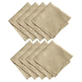 Elrene Home Fashions Elegant Woven Leaves Jacquard Damask Napkin, Set of 8, 17"x17"