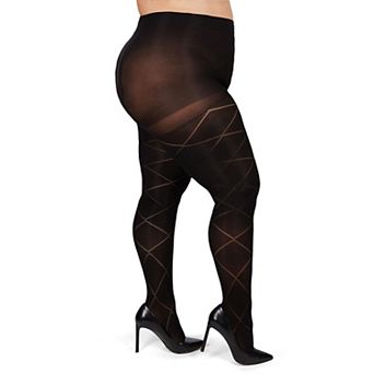 Diamond Opaque Plus Size Curvy Control Top Tights
