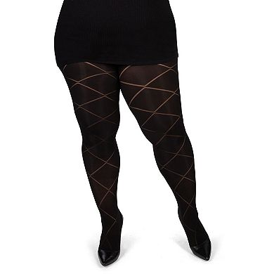 Diamond Opaque Plus Size Curvy Control Top Tights