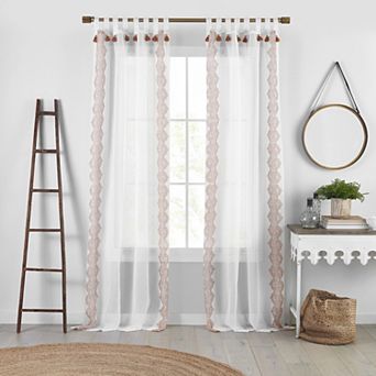 Elrene Home Fashions Shilo Boho Sheer Tab Top Window Curtain Panel with Tassels