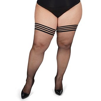Plus Size Curvy Backseam Fishnet Thigh High Stocking