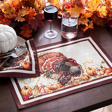 Elrene Home Fashions Autumn Heritage Turkey Engineered Placemats, Set of 4