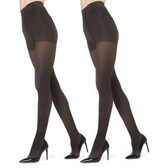 2 Pairs Women's Perfectly Opaque Control Top Microfiber Tights