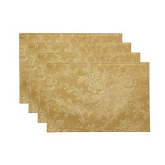 Elrene Home Fashions Poinsettia Elegance Jacquard Holiday Placemat, Set of 4