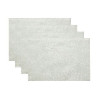 Elrene Home Fashions Poinsettia Elegance Jacquard Holiday Placemat, Set of 4